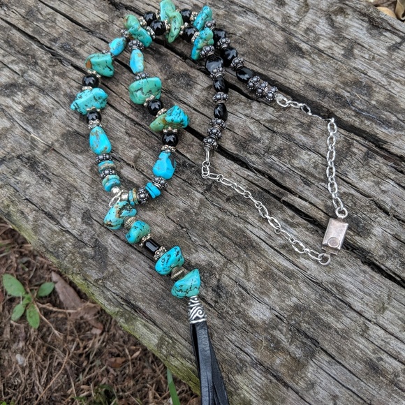 Jewelry - SALE🎉🎉🎉Turquoise/Onyx necklace made by me